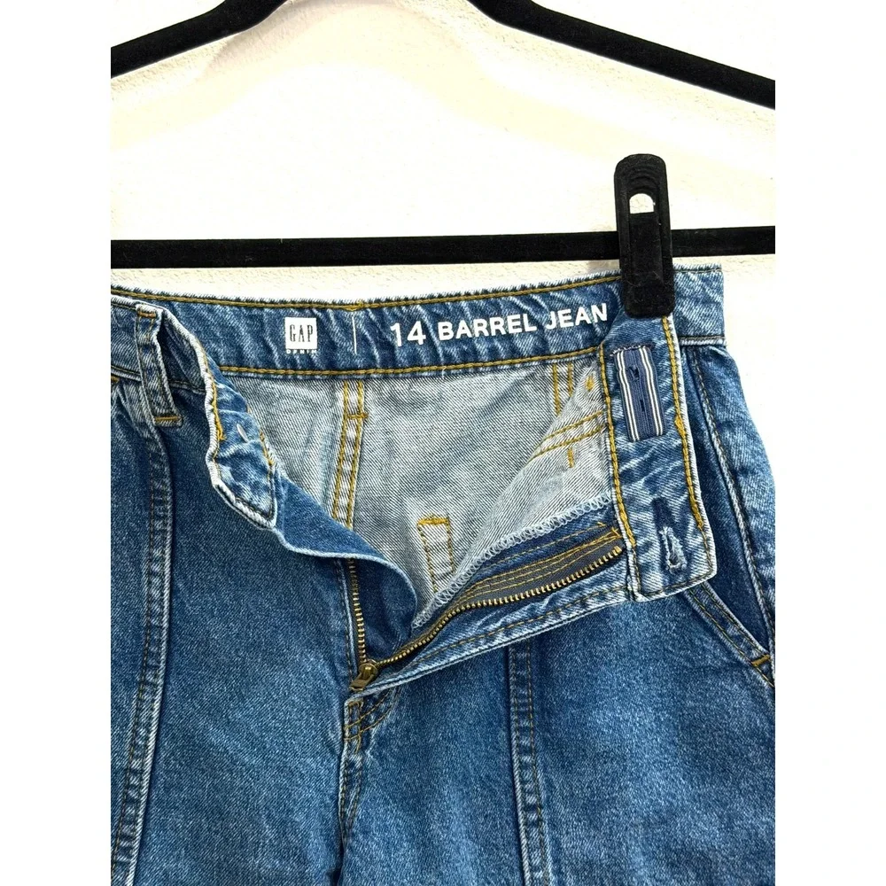 GAP Kids Barrel Jeans Girls Size 14 High Waist Tapered Leg Utility Streetwear